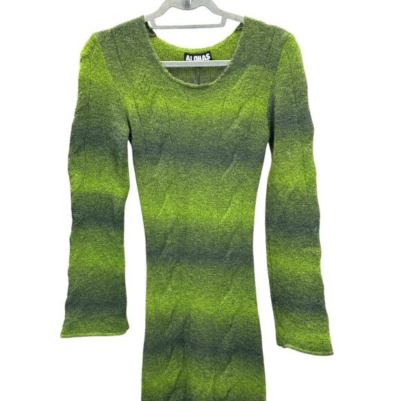 NWT Alohas Trenza Green Knit Maxi Dress Wool Mohair Blend Long Sleeve S - Picture 7 of 14